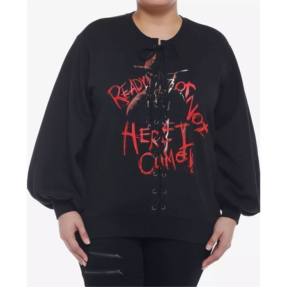 Hot Topic A Nightmare On Elm Street Lace-Up Sweatshirt Plus Size 3 Nwt